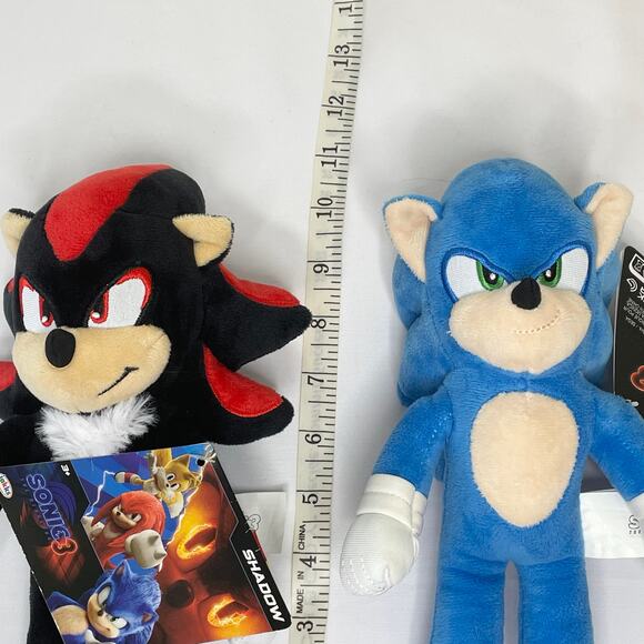 Sonic the Hedgehog & Shadow Plush Set of 2 | 10" Sega Stuffed Animals | NWT - Picture 12 of 13